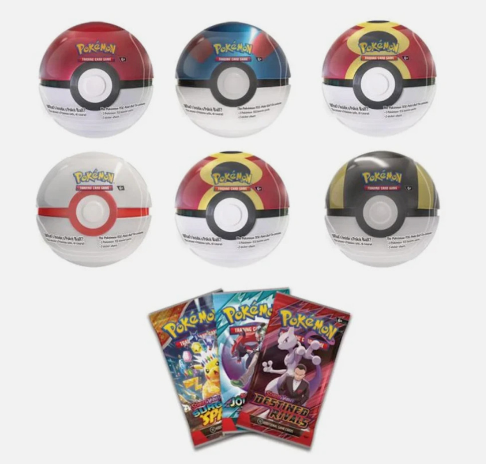 Pokemon Cards TCG: 2025 Q4 Poké Ball Tin (1 Selected at Random from 5 Styles)