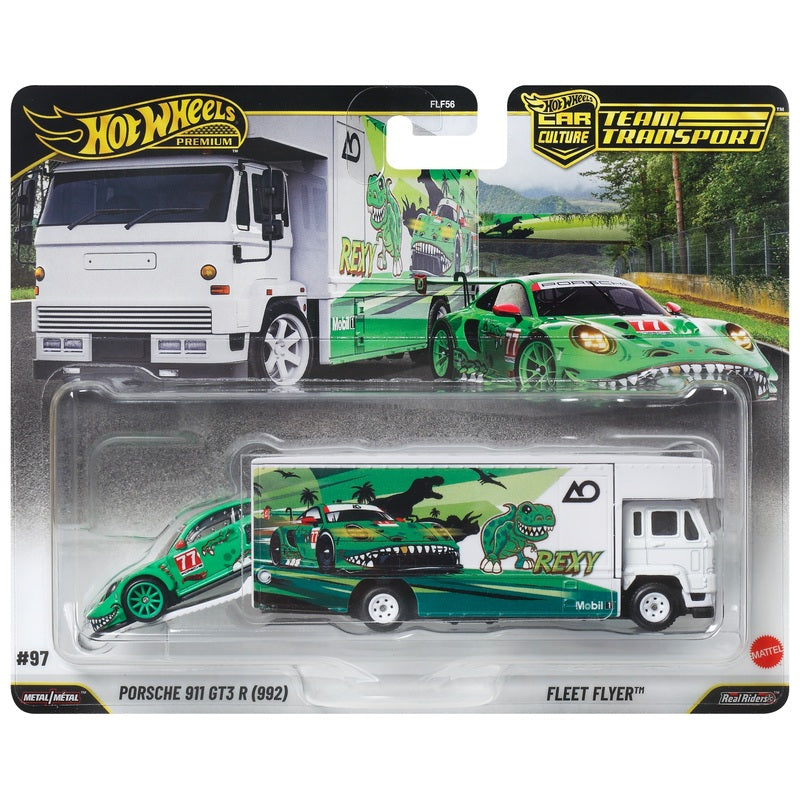 Hot Wheels Team Transport Porsche 911 GT3 R 992 and Fleet Flyer 2-pack