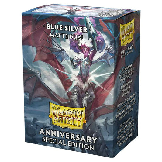 Dragon Shield Deck Protector Matte Dual Sleeves 25th Anniversary Blue & Silver (100 count)