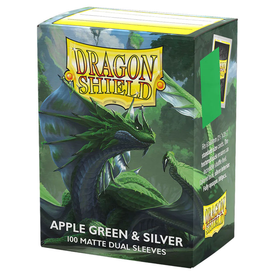 Dragon Shield: Apple Green & Silver - Matte Dual Card Sleeves (100ct) (PREORDER)