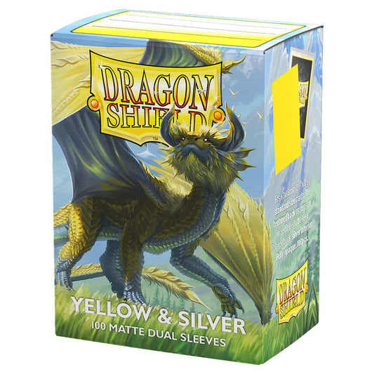 Dragon Shield: Yellow & Silver - Matte Dual Card Sleeves (100ct) (PREORDER)